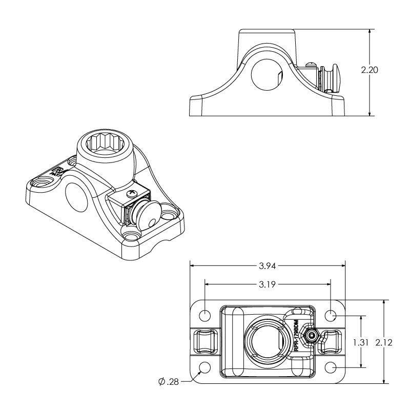 RAM-ROD™ Combination Bulkhead Base w/ Plunger for Spline Posts (RAM-114BMPU)