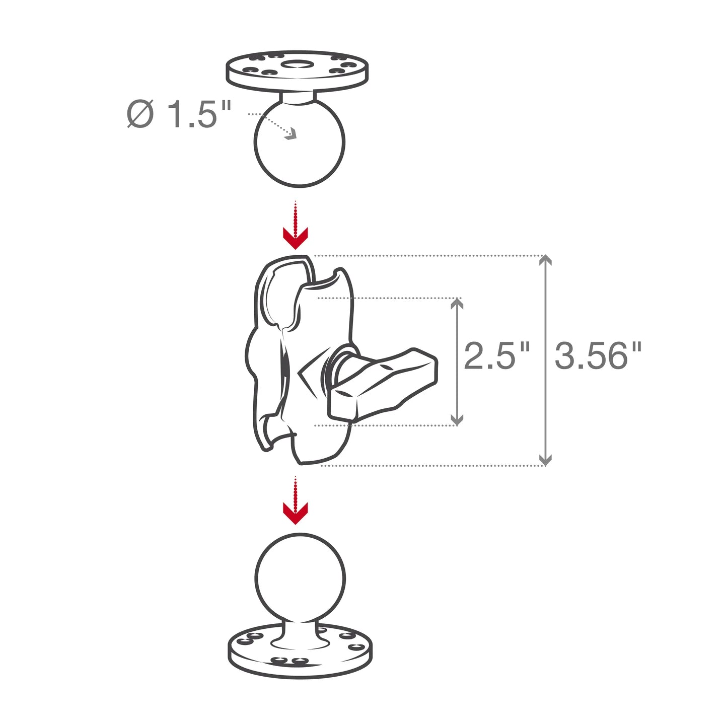 RAM Short Socket Arm for 1.5" Balls (RAM-201U-B)