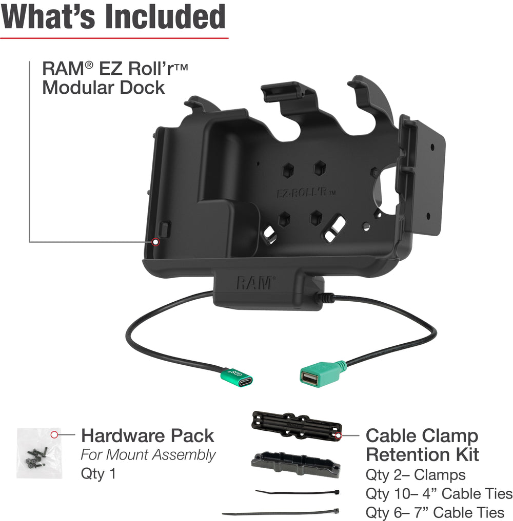 RAM® EZ-Roll'r™ Modular Power + Single USB Dock Samsung Tab Active5 & 3 (RAM-HOL-SAM60CPN-1AU)